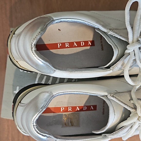 Prada, white leather driving shoes. Worn once, in great condition size 9. - Picture 2 of 7